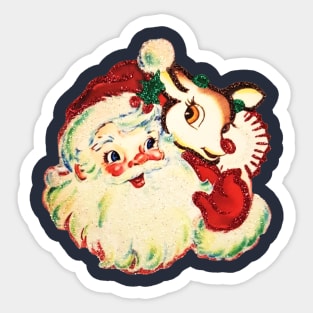 Glitter Santa and Rudolph Sticker